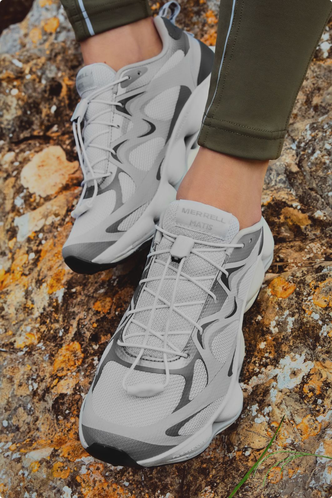 Closeup of a Merrell boot